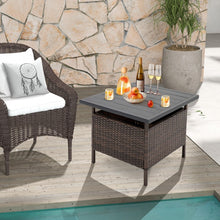 Charger l'image dans la galerie, Costway Square Rattan Side Table with Umbrella Hole - Suitable for Patio, Garden, Backyard, and Pool