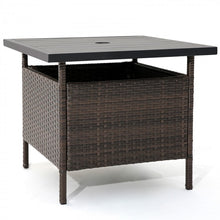 Charger l'image dans la galerie, Costway Square Rattan Side Table with Umbrella Hole - Suitable for Patio, Garden, Backyard, and Pool