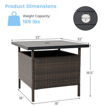 Charger l'image dans la galerie, Costway Square Rattan Side Table with Umbrella Hole - Suitable for Patio, Garden, Backyard, and Pool
