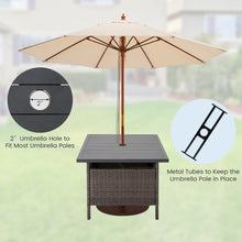 Charger l'image dans la galerie, Costway Square Rattan Side Table with Umbrella Hole - Suitable for Patio, Garden, Backyard, and Pool