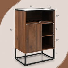 Load image into Gallery viewer, Costway Industrial Style Wall Bar Cabinet with Wine Rack and Sliding Door - Suitable for Kitchen and Dining Room