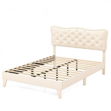 Load image into Gallery viewer, Solid Wood Bed Frame with High-Density Foam Headboard