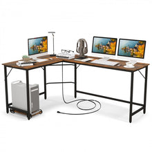Load image into Gallery viewer, L-Shaped Metal Computer Desk with CPU Holder and Multi-Functional Features