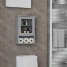 Load image into Gallery viewer, Gray Wall-Mounted Bathroom Storage Cabinet with Doors and Open Shelves