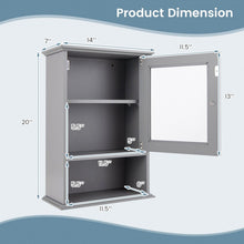 Load image into Gallery viewer, Gray Wall-Mounted Bathroom Storage Cabinet with Doors and Open Shelves