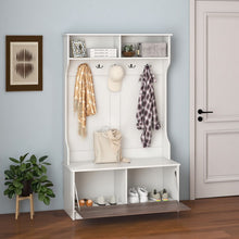Load image into Gallery viewer, 3-in-1 Living Room, Hallway, Bedroom Coat Rack Cabinet with Bench and Hooks