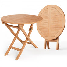 Load image into Gallery viewer, Costway Outdoor Wood Round Dining Table Folding Coffee Table - Suitable for Patio, Backyard, Garden, and Pool