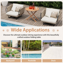 Load image into Gallery viewer, Costway Outdoor Wood Round Dining Table Folding Coffee Table - Suitable for Patio, Backyard, Garden, and Pool