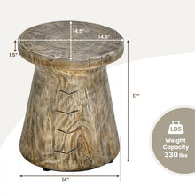 Charger l'image dans la galerie, Costway Outdoor Natural Wood-Look Small Side Table with Stump Design - Suitable for Patio, Garden, and Porch