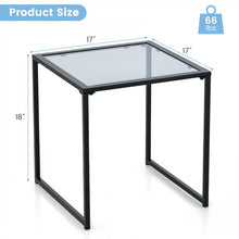 Load image into Gallery viewer, Costway Black Side Table with Glass Top - Coffee Table Suitable for Living Room, Cafe, and Garden