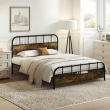 Load image into Gallery viewer, Country-Style Vintage Metal Bed Frame with Headboard