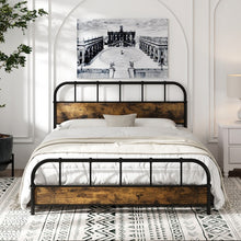 Load image into Gallery viewer, Country-Style Vintage Metal Bed Frame with Headboard