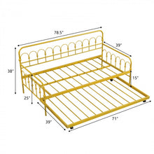 Load image into Gallery viewer, Modern Minimalist Golden Metal Sofa Bed Frame with Pull out Trundle