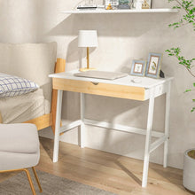 Load image into Gallery viewer, White Desk with Natural Color Drawers - Computer Desk Ideal for Bedroom, Study, and Dormitory