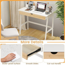 Load image into Gallery viewer, White Desk with Natural Color Drawers - Computer Desk Ideal for Bedroom, Study, and Dormitory