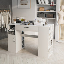 Load image into Gallery viewer, White Office Computer Desk with Adjustable Shelving and Drawers