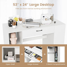 Load image into Gallery viewer, White Office Computer Desk with Adjustable Shelving and Drawers
