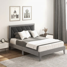 Load image into Gallery viewer, Modern Minimalist Grey Padded Headboard Platform Bed