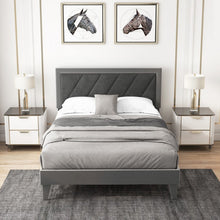 Load image into Gallery viewer, Modern Minimalist Grey Padded Headboard Platform Bed