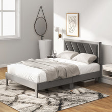 Load image into Gallery viewer, Modern Minimalist Grey Padded Headboard Platform Bed