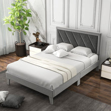 Load image into Gallery viewer, Modern Minimalist Grey Padded Headboard Platform Bed