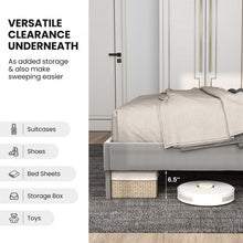 Load image into Gallery viewer, Modern Minimalist Grey Padded Headboard Platform Bed