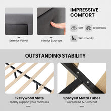 Load image into Gallery viewer, Modern Minimalist Grey Padded Headboard Platform Bed