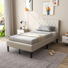 Load image into Gallery viewer, Costway Modern Minimalist Beige Tufted Headboard Platform Bed
