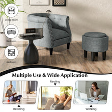 Load image into Gallery viewer, Modern Gray Sofa Armchair with Storage Ottoman