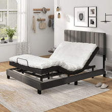 Load image into Gallery viewer, Modern Minimalist Gray Linen Padded Headboard Bed Frame