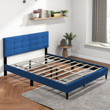 Load image into Gallery viewer, Modern Minimalist Solid Wood Platform Bed with Soft Padded Headboard