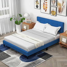 Load image into Gallery viewer, Modern Minimalist Solid Wood Platform Bed with Soft Padded Headboard