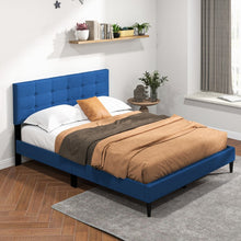 Load image into Gallery viewer, Modern Minimalist Solid Wood Platform Bed with Soft Padded Headboard