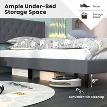 Load image into Gallery viewer, Minimalist Bedroom Platform Bed with Soft Padded Headboard