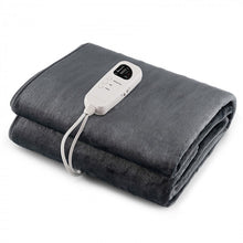Load image into Gallery viewer, Gray Portable Adjustable Temperature Electric Heated Mattress Pad