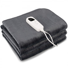 Load image into Gallery viewer, Gray Portable Adjustable Temperature Electric Heated Mattress Pad