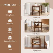 Load image into Gallery viewer, Costway Wooden Round Side Tables with Tempered Glass Top - Suitable for Bedroom