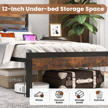Load image into Gallery viewer, Costway Industrial Style Headboard with Built-in Outlets Retro Bed Frame