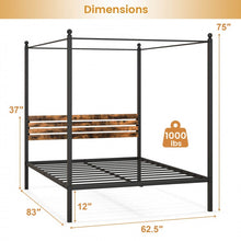 Load image into Gallery viewer, Vintage Industrial-Style Metal Bed Frame with Canopy