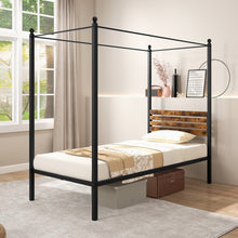 Load image into Gallery viewer, Vintage Industrial-Style Metal Bed Frame with Canopy