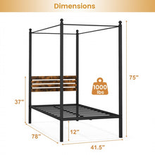 Load image into Gallery viewer, Vintage Industrial-Style Metal Bed Frame with Canopy