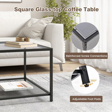 Load image into Gallery viewer, Modern Glass Coffee Table with Double-Layer Storage Grid Shelf - Suitable for Living Room and Office