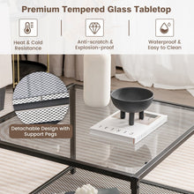 Load image into Gallery viewer, Modern Glass Coffee Table with Double-Layer Storage Grid Shelf - Suitable for Living Room and Office