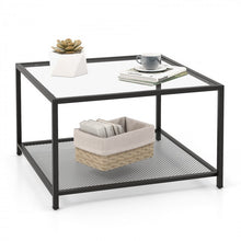 Load image into Gallery viewer, Modern Glass Coffee Table with Double-Layer Storage Grid Shelf - Suitable for Living Room and Office