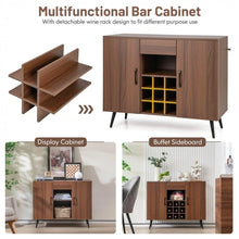 Load image into Gallery viewer, Costway Mid Century Modern Bar Cabinet Buffet with Wine Rack - Suitable for Dining Room and Kitchen