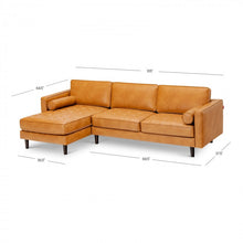 Load image into Gallery viewer, Costway Modern Brown Leather Couch for 3 - L-Shaped Sectional with Modular Design and Simple Style
