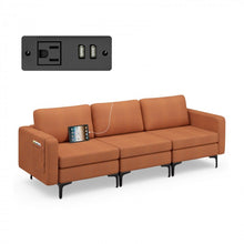 Load image into Gallery viewer, Costway Modern Leather Sofa Couch for Living Room - 3-Seater Bench with Side Pockets and USB Outlet