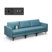 Load image into Gallery viewer, Costway Modern Leather Sofa Couch for Living Room - 3-Seater Bench with Side Pockets and USB Outlet