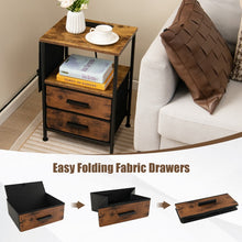 Charger l'image dans la galerie, Costway Industrial Style Small Side Table with USB Ports - Suitable for Living Room and Bedroom