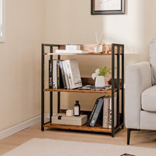 Load image into Gallery viewer, Industrial Vintage 3-Tier Metal Bookshelf - Storage Rack for Living Room and Bedroom